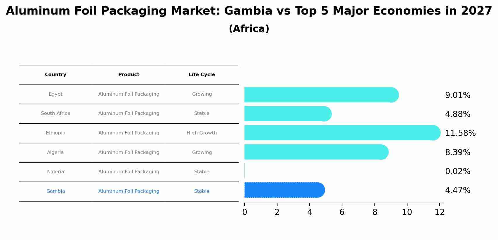 Aluminum Foil Packaging Market: Gambia vs Top 5 Major Economies in 2027 (Africa)