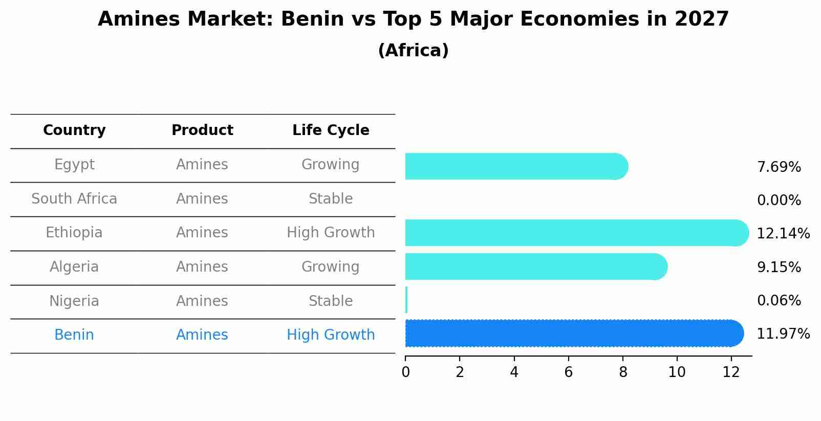 Amines Market: Benin vs Top 5 Major Economies in 2027 (Africa)