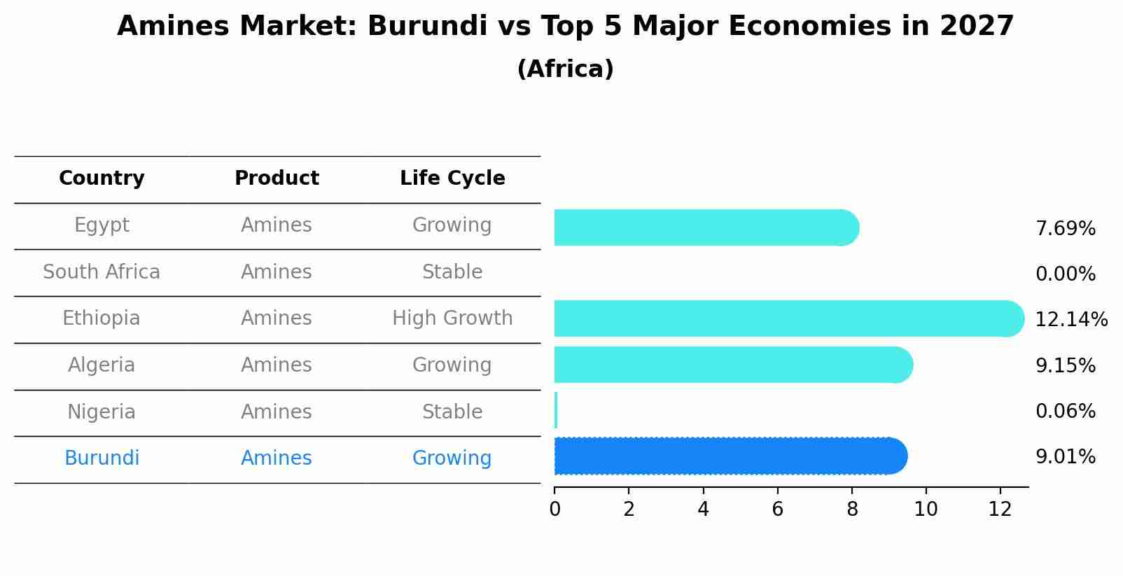Amines Market: Burundi vs Top 5 Major Economies in 2027 (Africa)