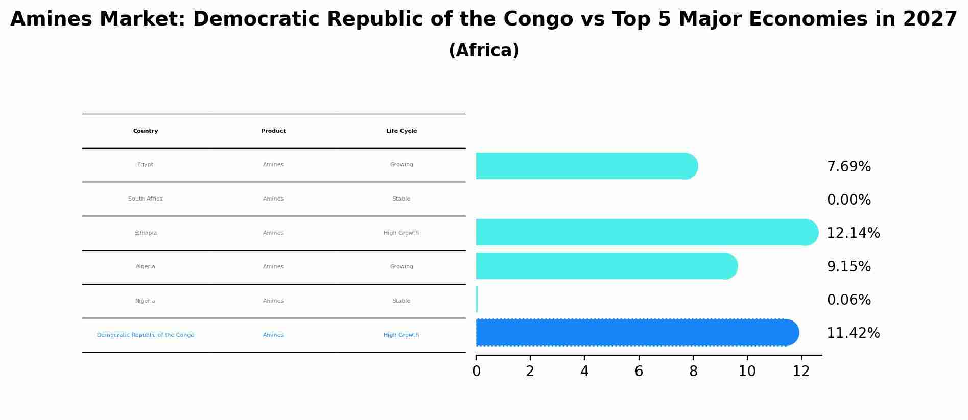 Amines Market: Democratic Republic of the Congo vs Top 5 Major Economies in 2027 (Africa)