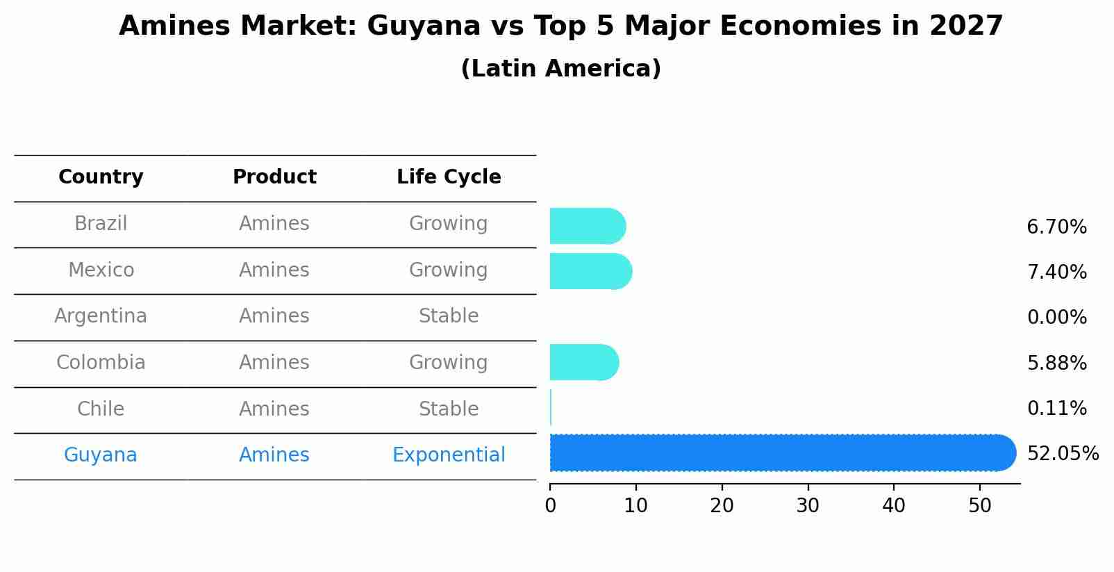 Amines Market: Guyana vs Top 5 Major Economies in 2027 (Latin America)