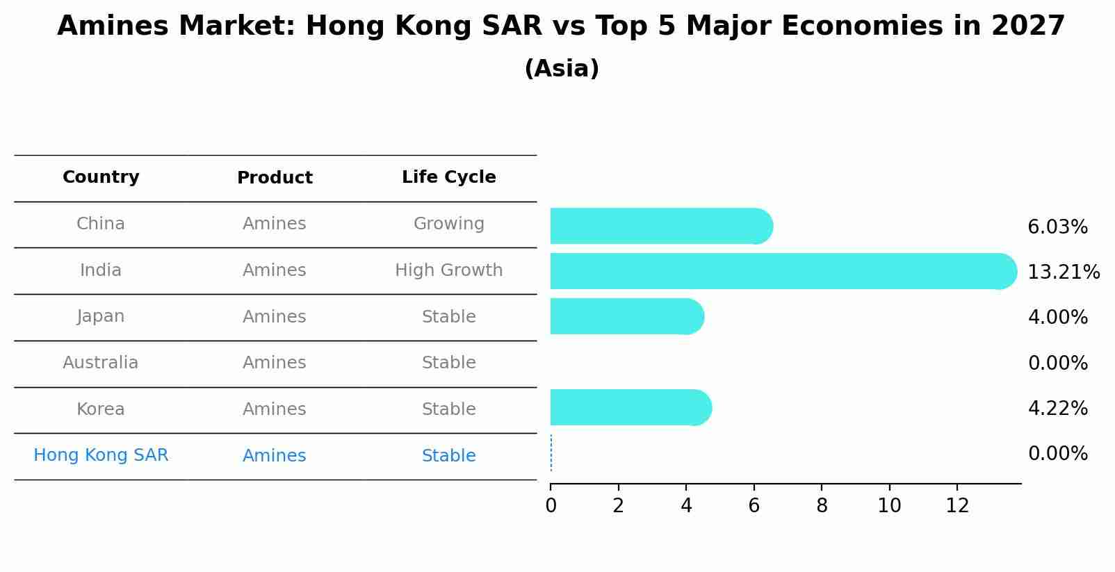 Amines Market: Hong Kong SAR vs Top 5 Major Economies in 2027 (Asia)