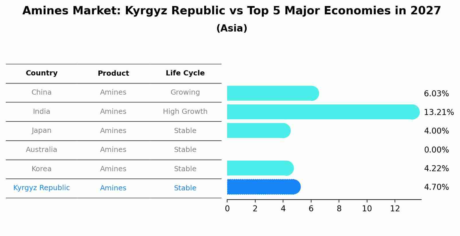 Amines Market: Kyrgyz Republic vs Top 5 Major Economies in 2027 (Asia)