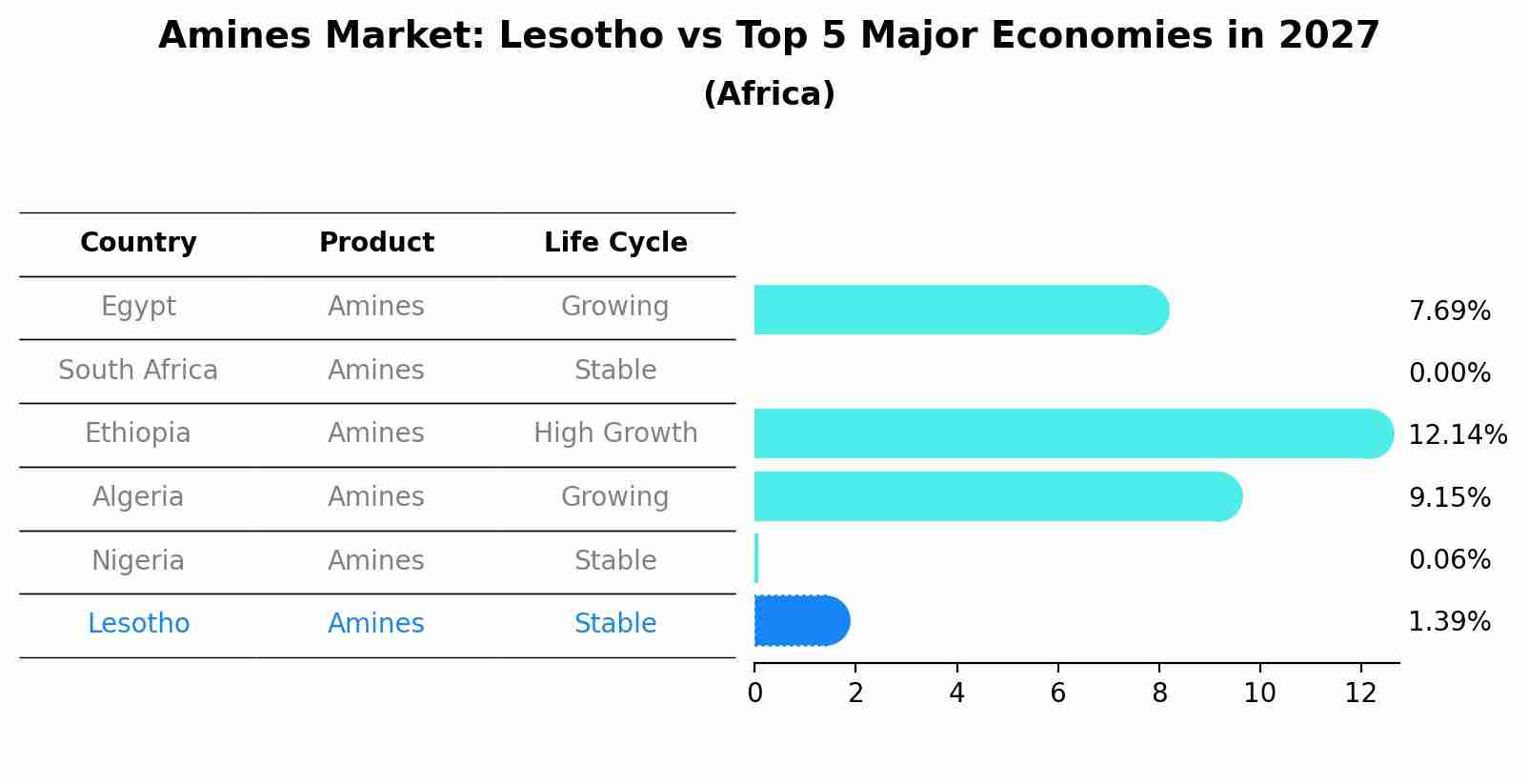 Amines Market: Lesotho vs Top 5 Major Economies in 2027 (Africa)