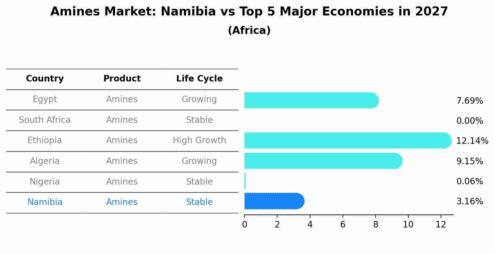 Amines Market: Namibia vs Top 5 Major Economies in 2027 (Africa)