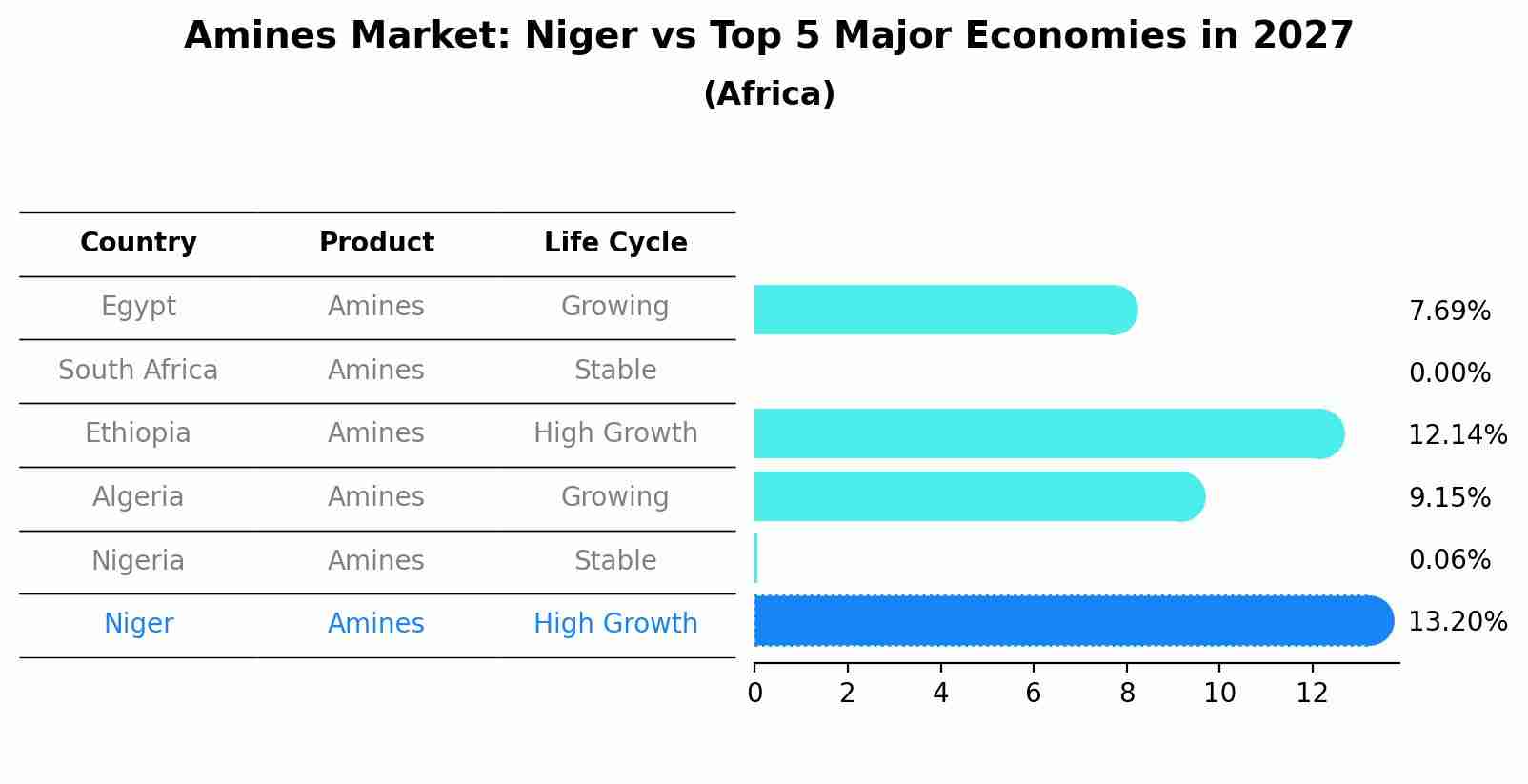 Amines Market: Niger vs Top 5 Major Economies in 2027 (Africa)