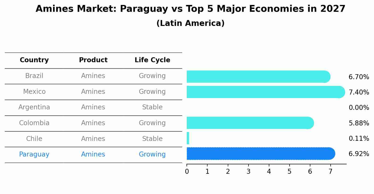Amines Market: Paraguay vs Top 5 Major Economies in 2027 (Latin America)