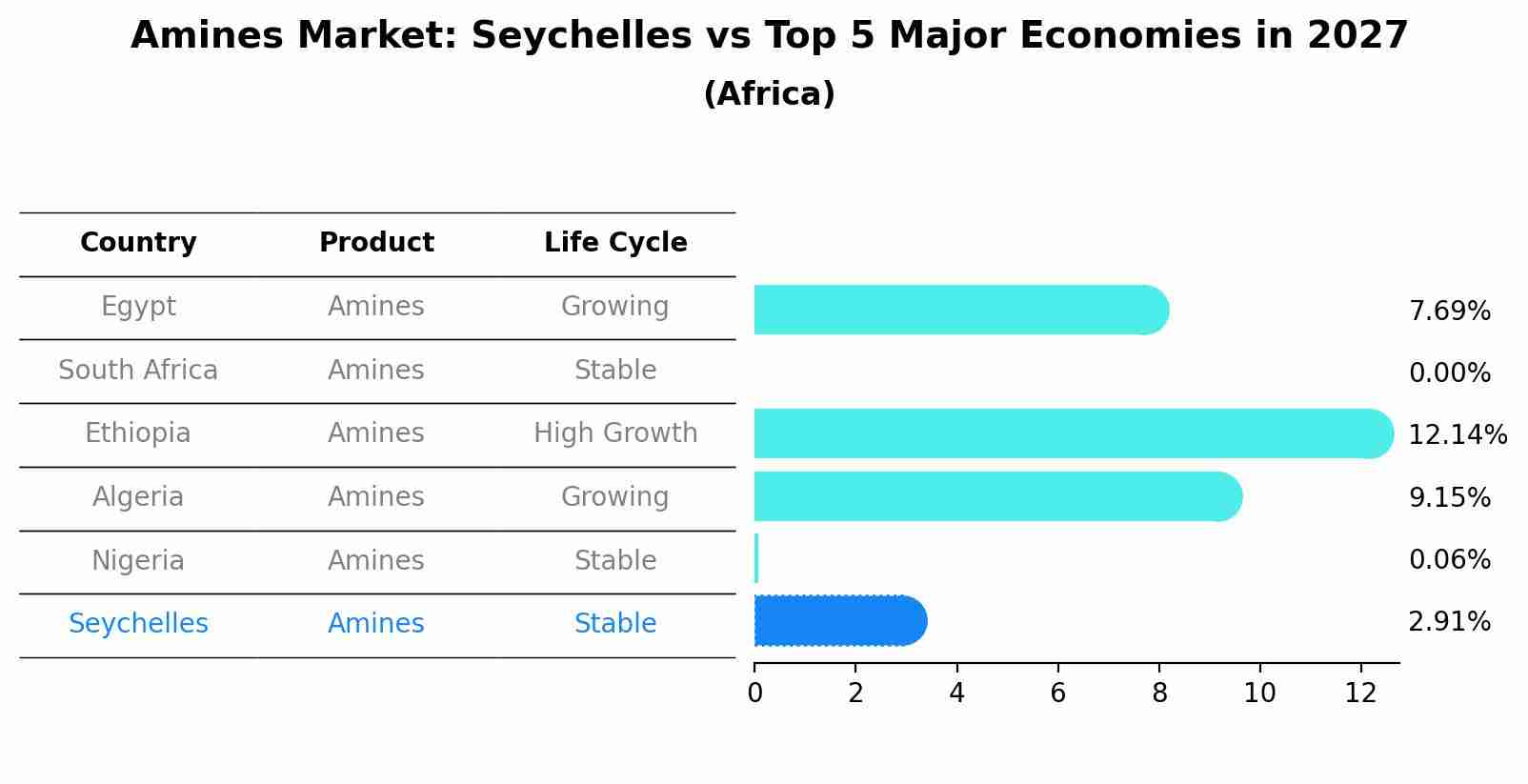 Amines Market: Seychelles vs Top 5 Major Economies in 2027 (Africa)