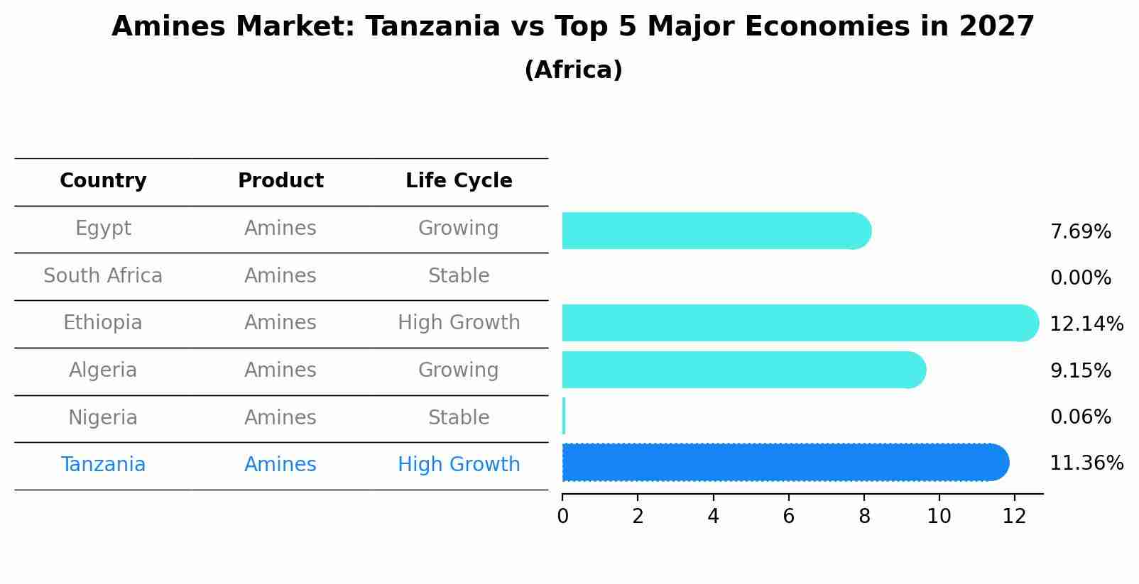 Amines Market: Tanzania vs Top 5 Major Economies in 2027 (Africa)