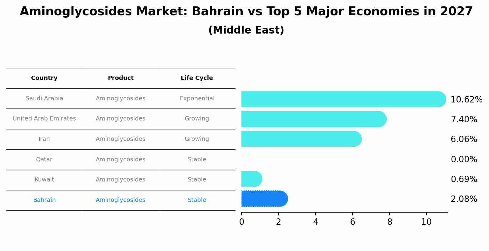 Aminoglycosides Market: Bahrain vs Top 5 Major Economies in 2027 (Middle East)