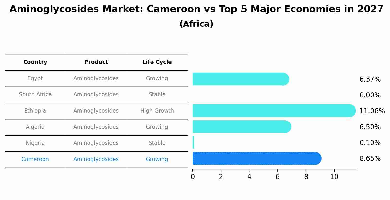 Aminoglycosides Market: Cameroon vs Top 5 Major Economies in 2027 (Africa)