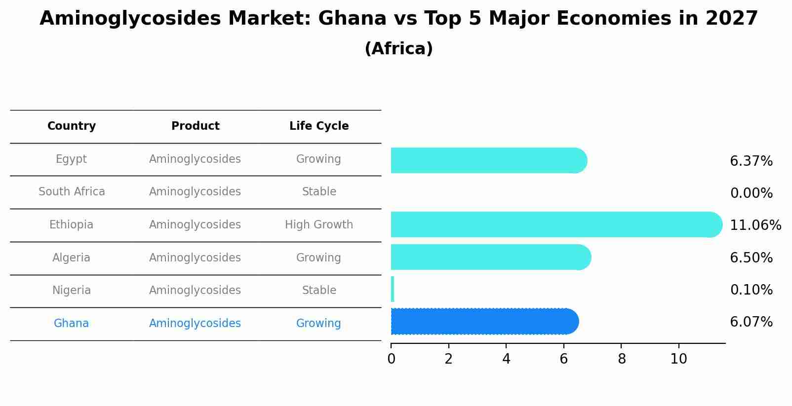 Aminoglycosides Market: Ghana vs Top 5 Major Economies in 2027 (Africa)