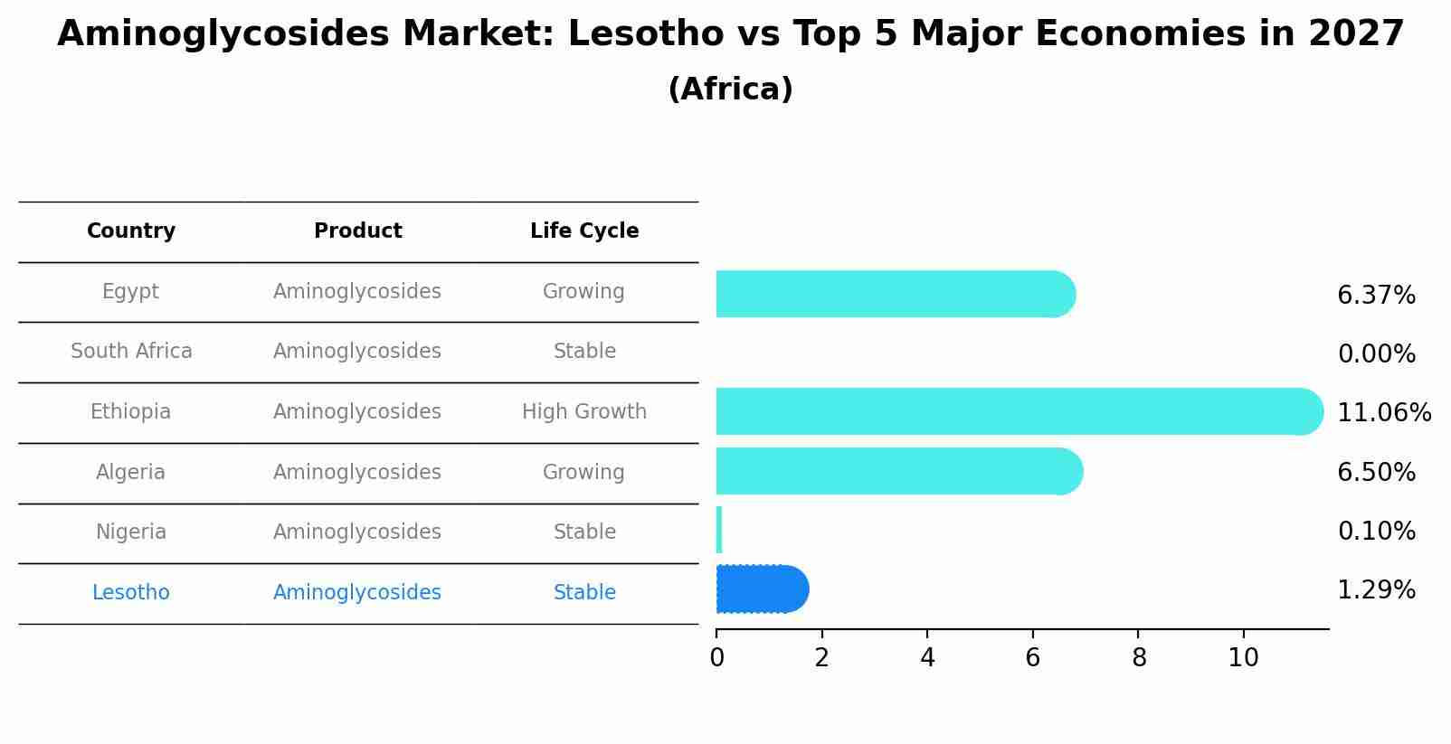 Aminoglycosides Market: Lesotho vs Top 5 Major Economies in 2027 (Africa)