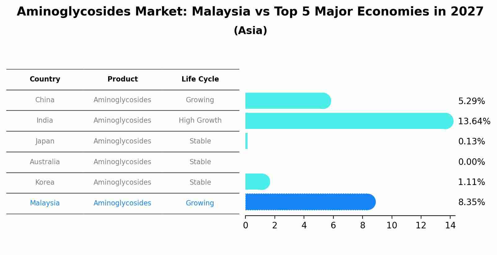 Aminoglycosides Market: Malaysia vs Top 5 Major Economies in 2027 (Asia)