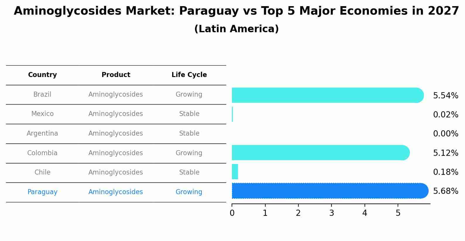 Aminoglycosides Market: Paraguay vs Top 5 Major Economies in 2027 (Latin America)
