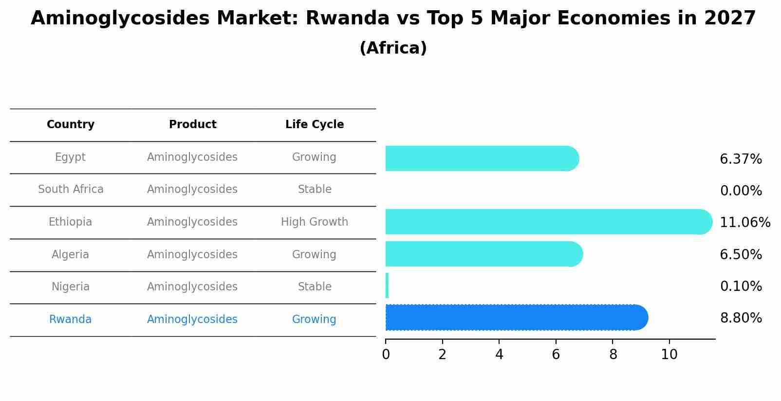 Aminoglycosides Market: Rwanda vs Top 5 Major Economies in 2027 (Africa)