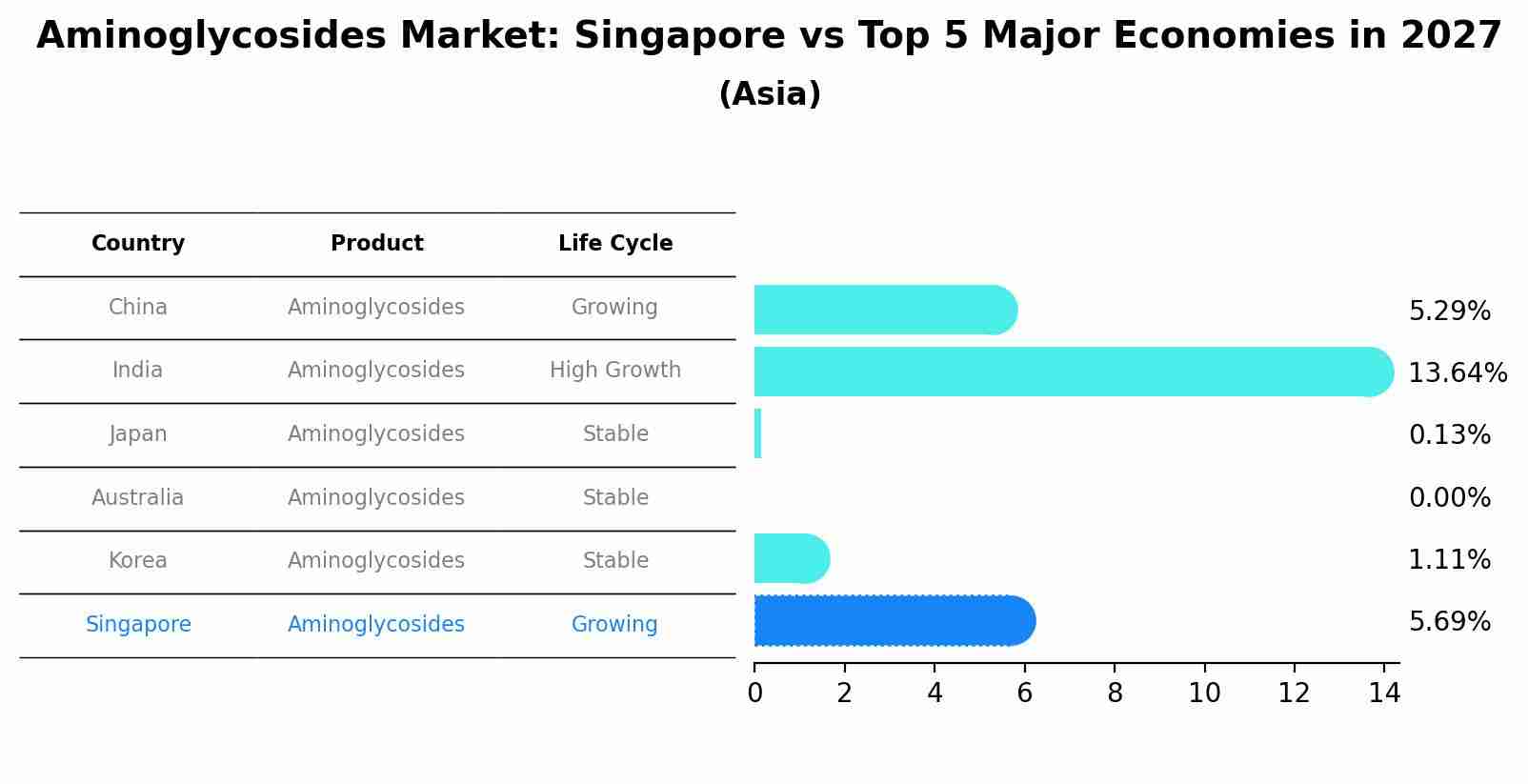 Aminoglycosides Market: Singapore vs Top 5 Major Economies in 2027 (Asia)