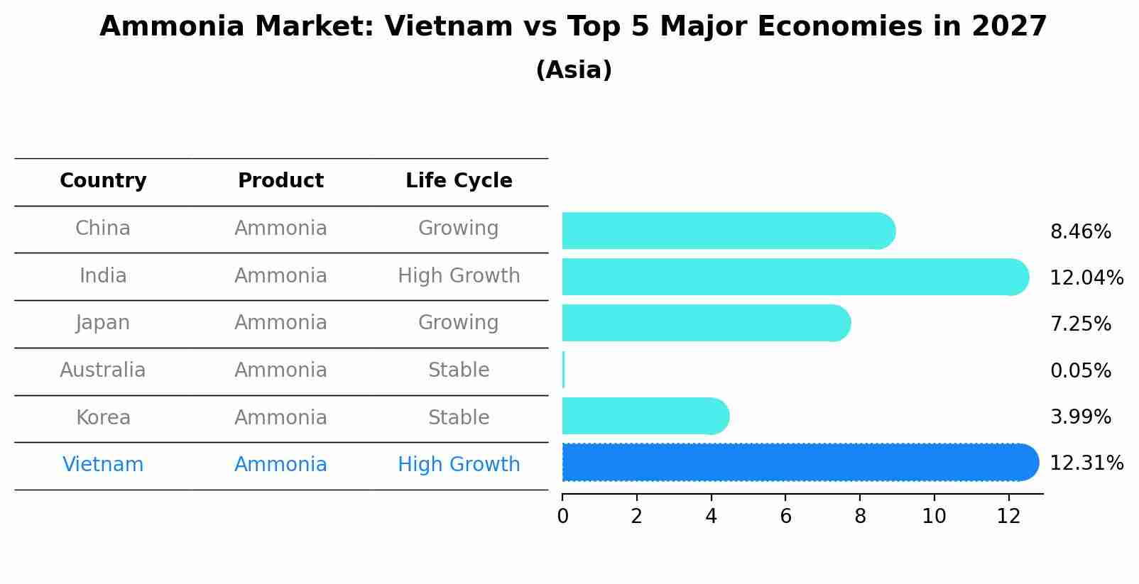 Ammonia Market: Vietnam vs Top 5 Major Economies in 2027 (Asia)