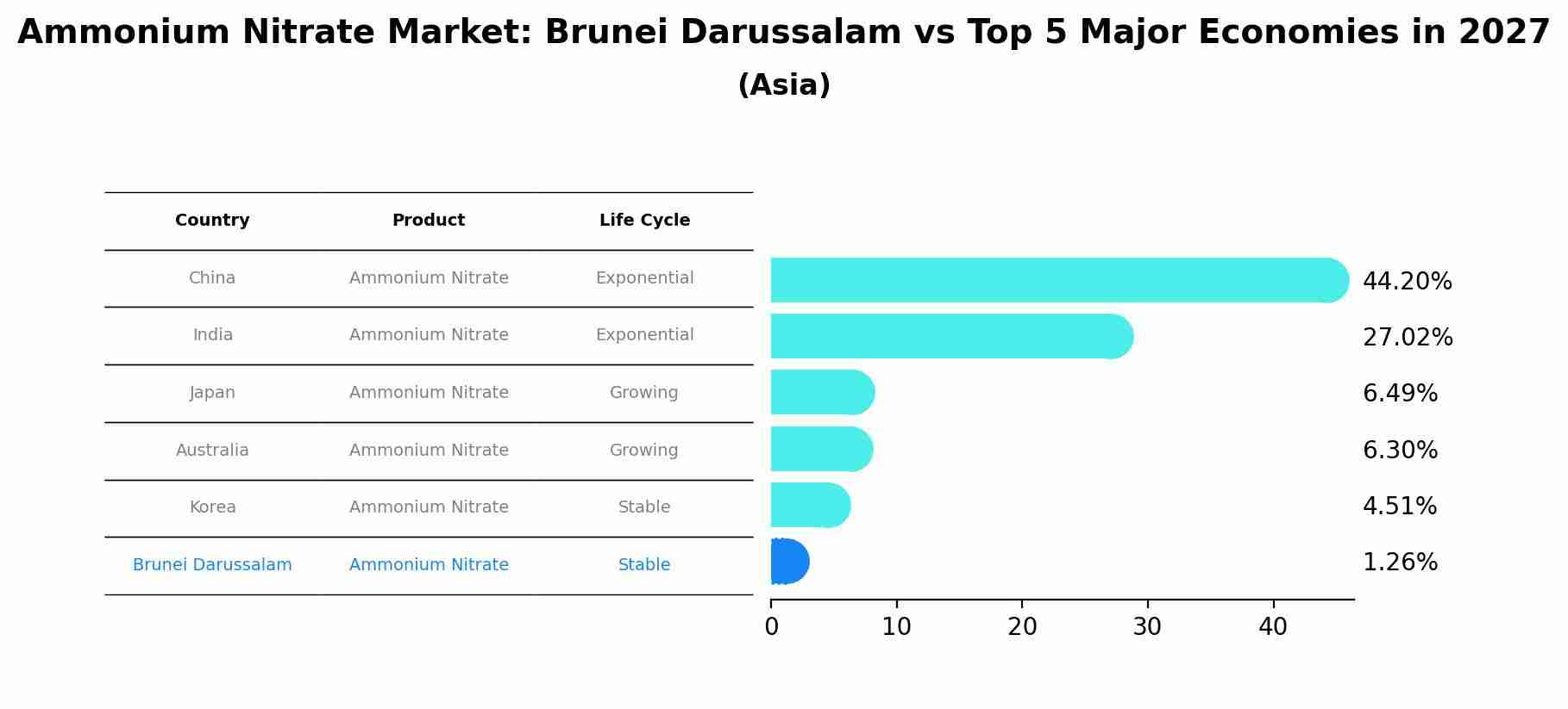 Ammonium Nitrate Market: Brunei Darussalam vs Top 5 Major Economies in 2027 (Asia)