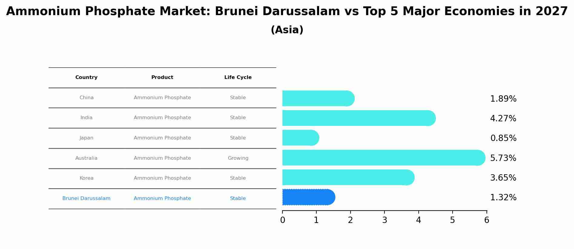Ammonium Phosphate Market: Brunei Darussalam vs Top 5 Major Economies in 2027 (Asia)