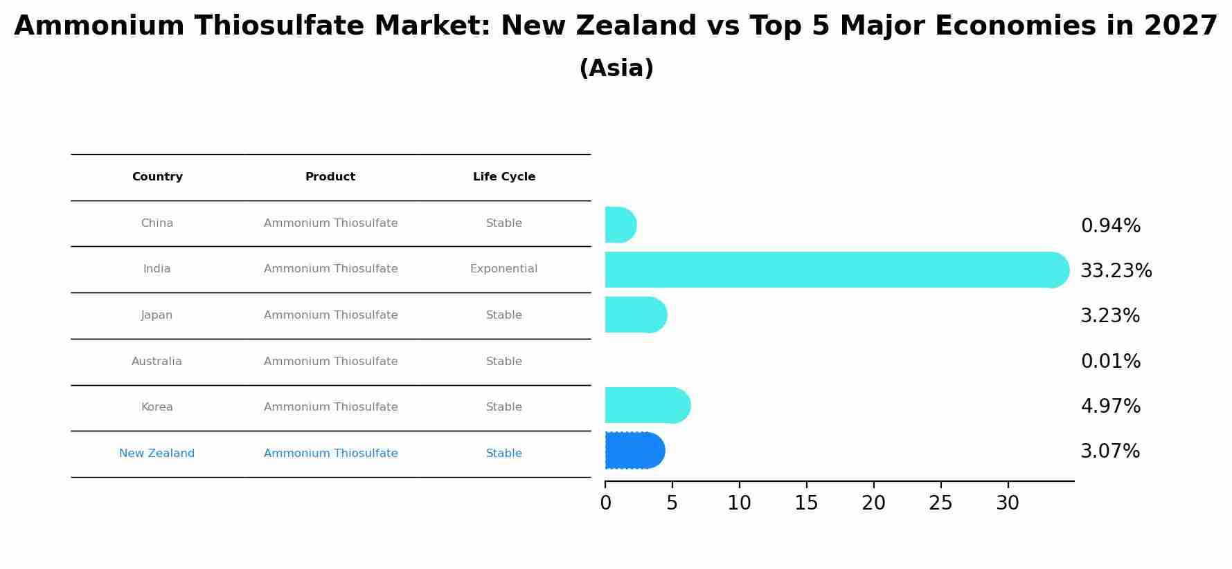 Ammonium Thiosulfate Market: New Zealand vs Top 5 Major Economies in 2027 (Asia)