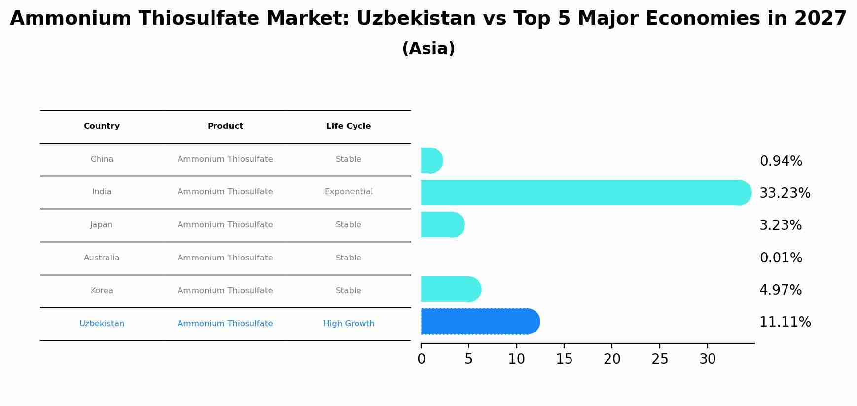 Ammonium Thiosulfate Market: Uzbekistan vs Top 5 Major Economies in 2027 (Asia)