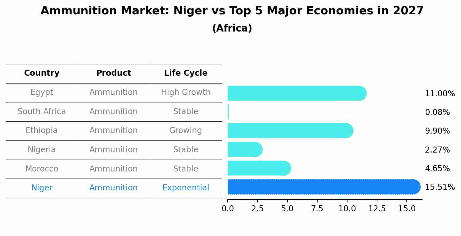 Ammunition Market: Niger vs Top 5 Major Economies in 2027 (Africa)