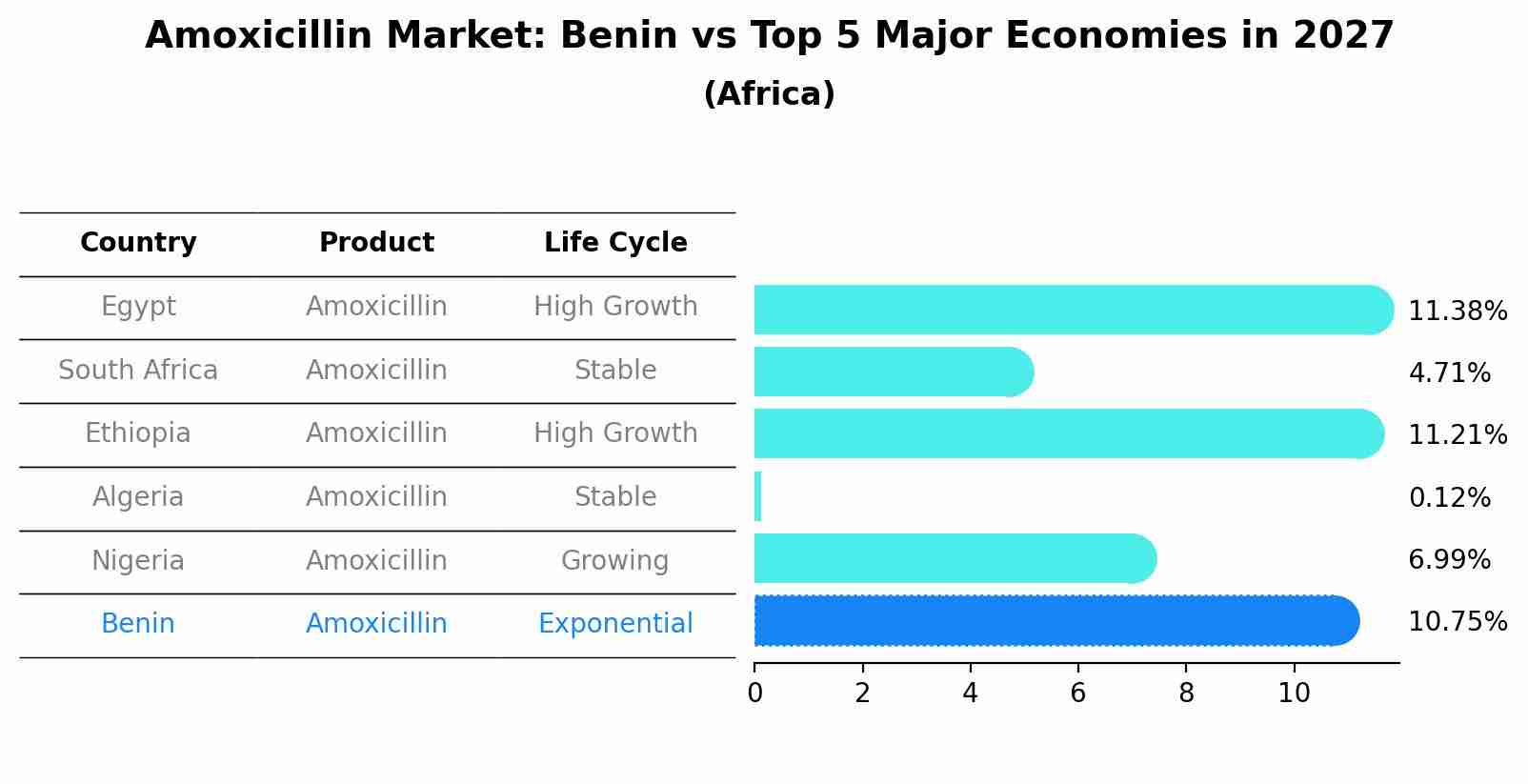 Amoxicillin Market: Benin vs Top 5 Major Economies in 2027 (Africa)