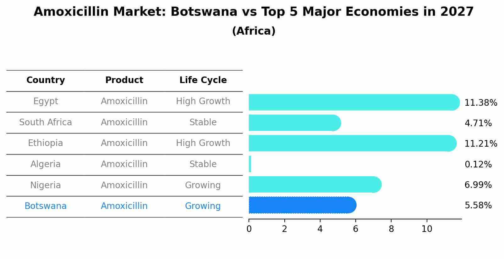 Amoxicillin Market: Botswana vs Top 5 Major Economies in 2027 (Africa)