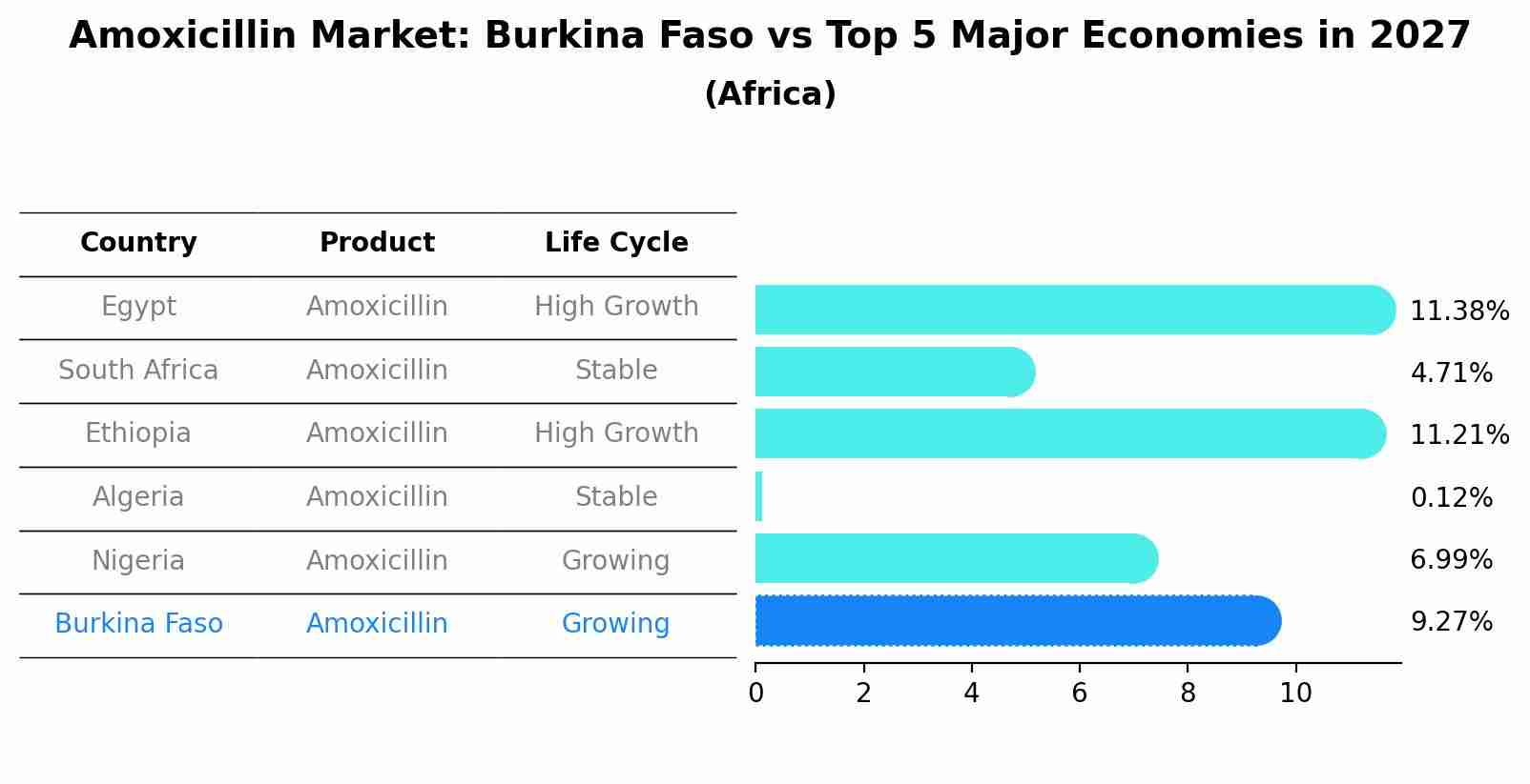 Amoxicillin Market: Burkina Faso vs Top 5 Major Economies in 2027 (Africa)