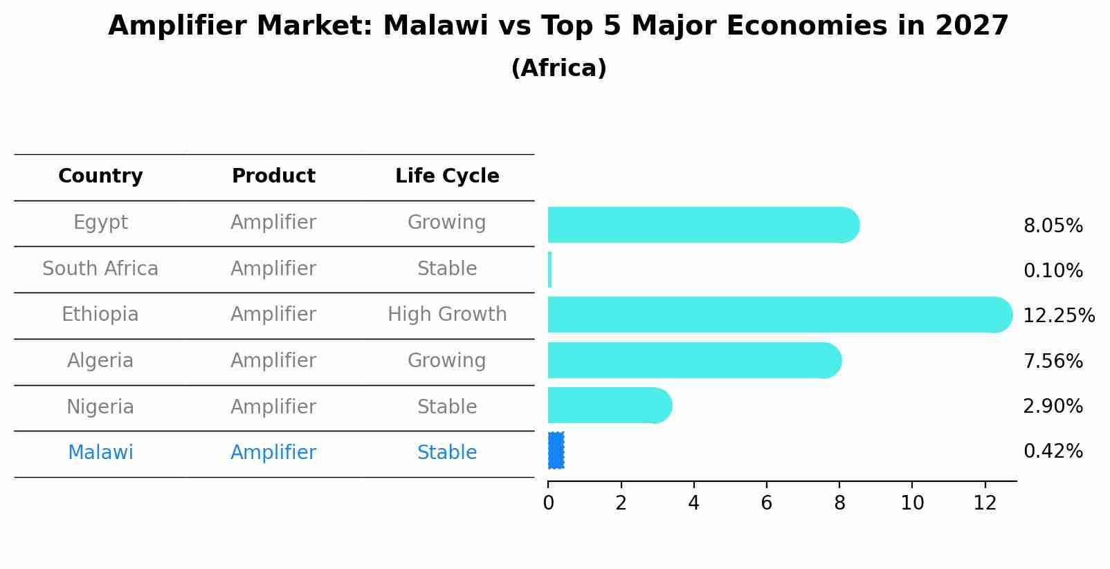 Amplifier Market: Malawi vs Top 5 Major Economies in 2027 (Africa)