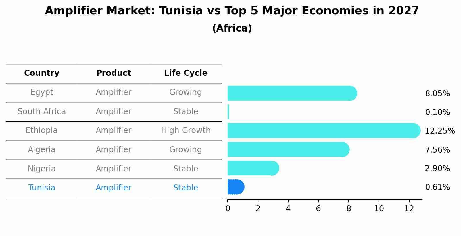 Amplifier Market: Tunisia vs Top 5 Major Economies in 2027 (Africa)