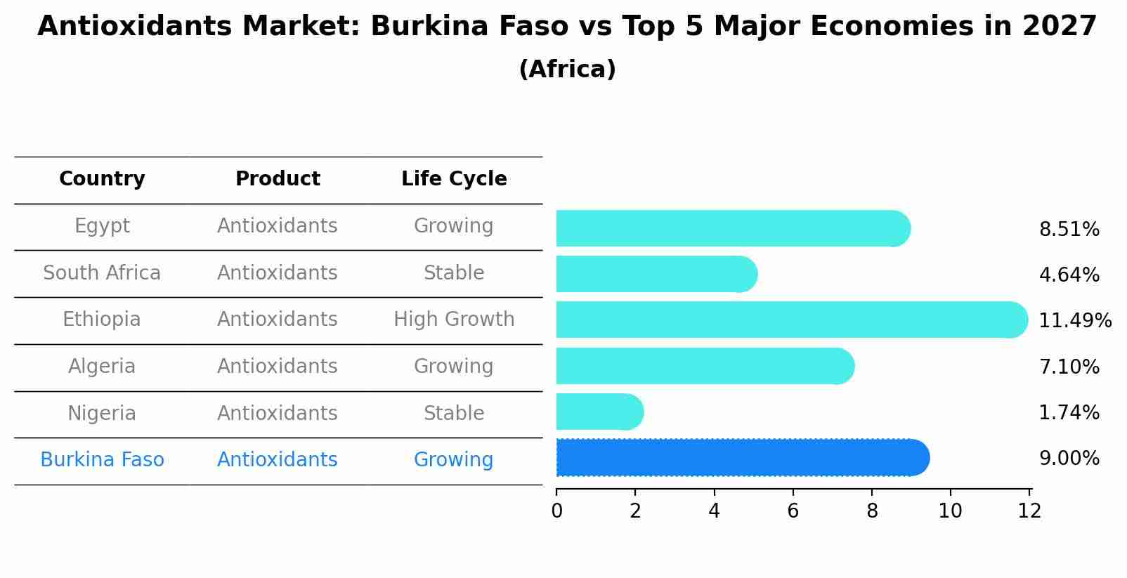 Antioxidants Market: Burkina Faso vs Top 5 Major Economies in 2027 (Africa)