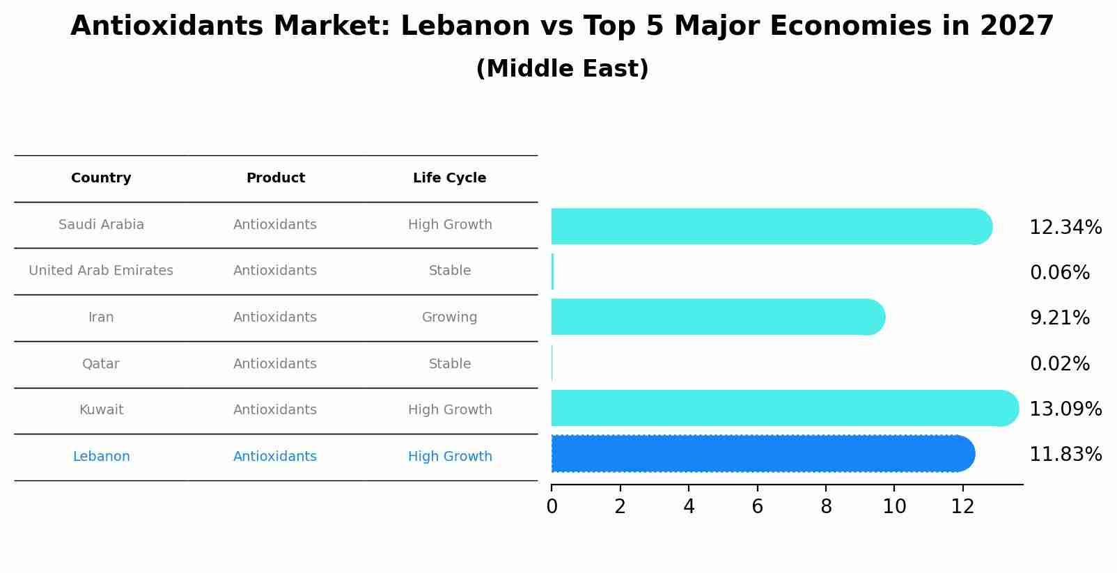 Antioxidants Market: Lebanon vs Top 5 Major Economies in 2027 (Middle East)
