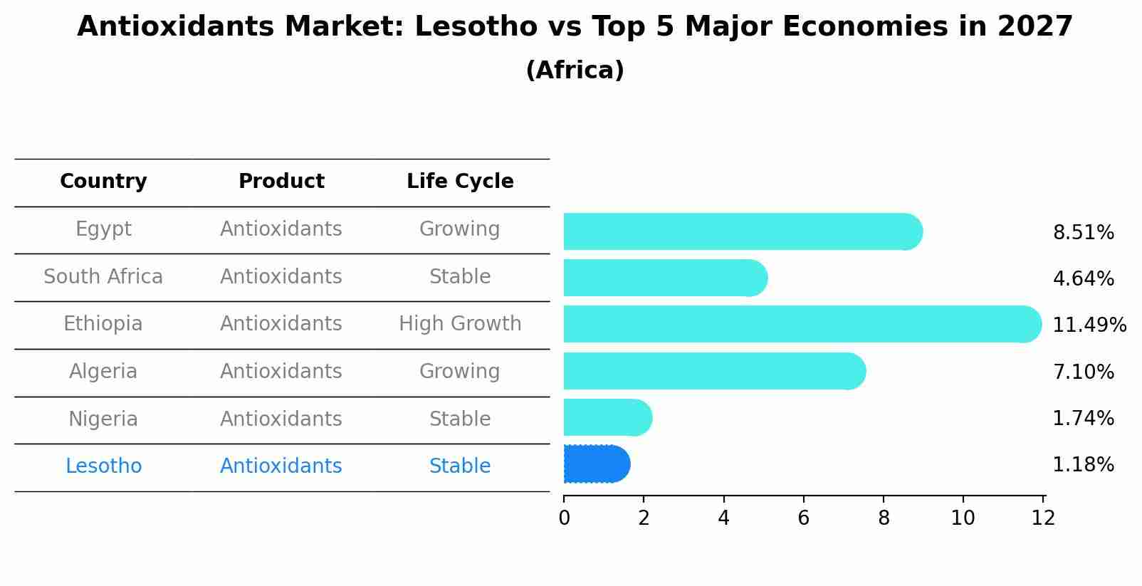 Antioxidants Market: Lesotho vs Top 5 Major Economies in 2027 (Africa)