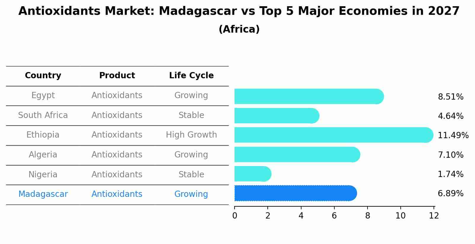 Antioxidants Market: Madagascar vs Top 5 Major Economies in 2027 (Africa)