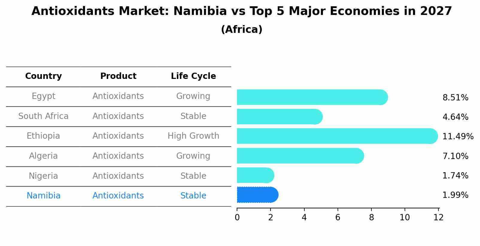 Antioxidants Market: Namibia vs Top 5 Major Economies in 2027 (Africa)