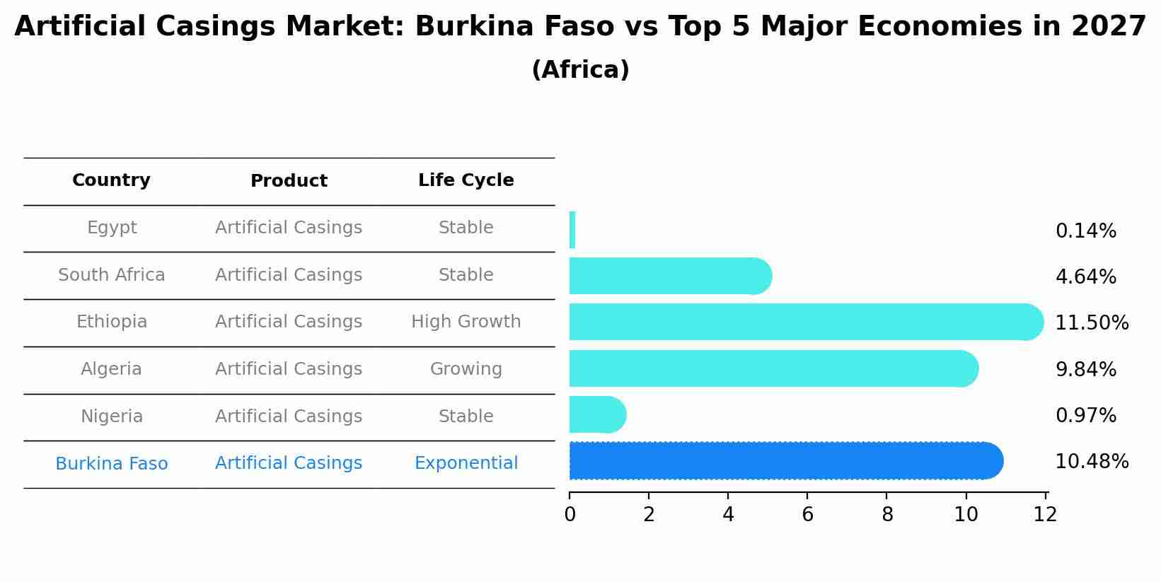 Artificial Casings Market: Burkina Faso vs Top 5 Major Economies in 2027 (Africa)