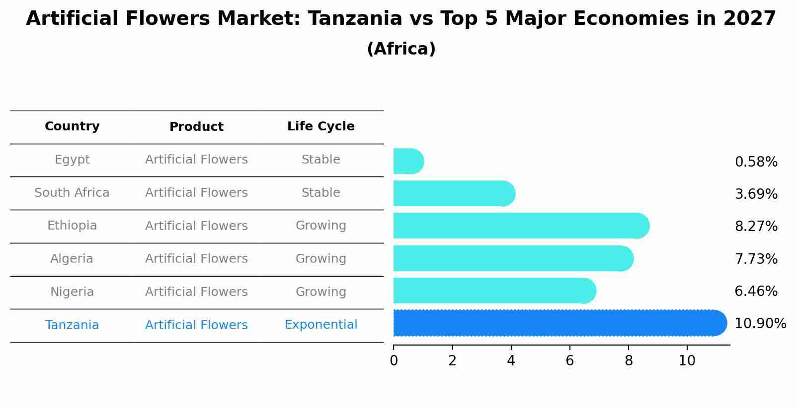 Artificial Flowers Market: Tanzania vs Top 5 Major Economies in 2027 (Africa)