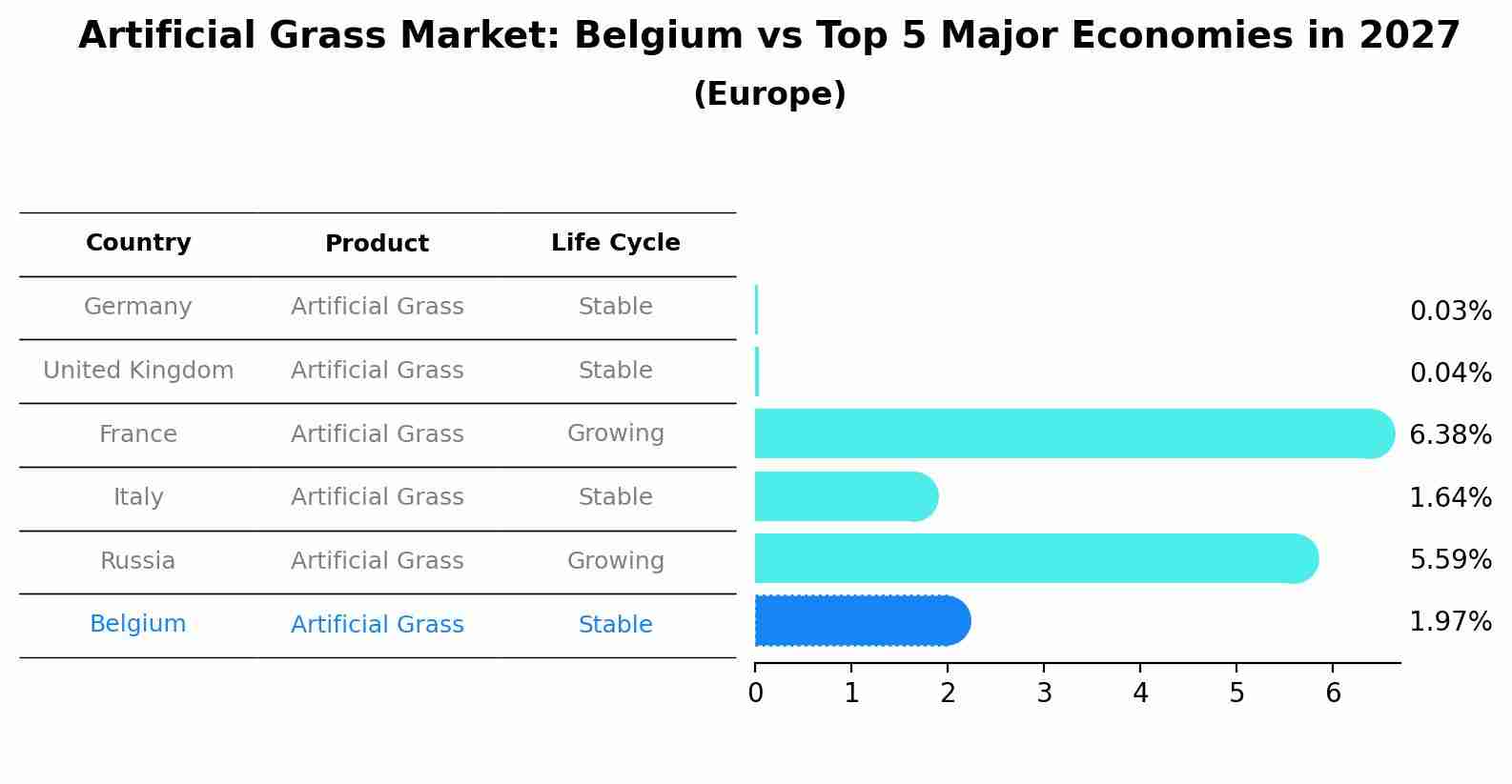 Artificial Grass Market: Belgium vs Top 5 Major Economies in 2027 (Europe)