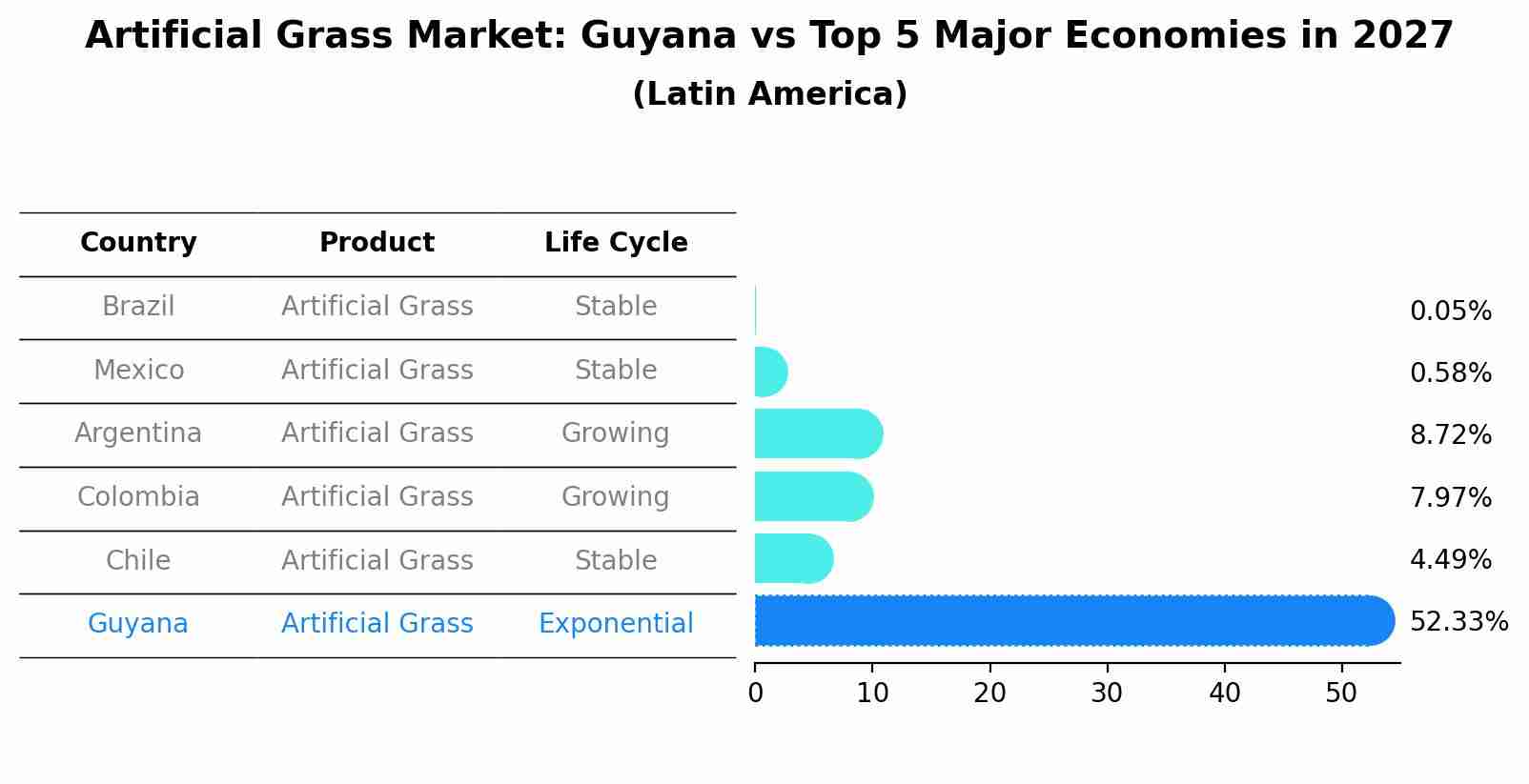 Artificial Grass Market: Guyana vs Top 5 Major Economies in 2027 (Latin America)
