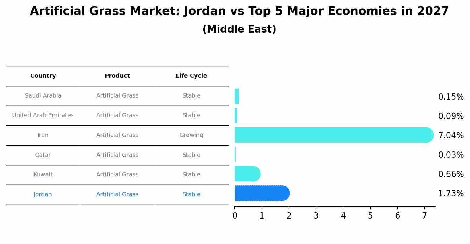Artificial Grass Market: Jordan vs Top 5 Major Economies in 2027 (Middle East)