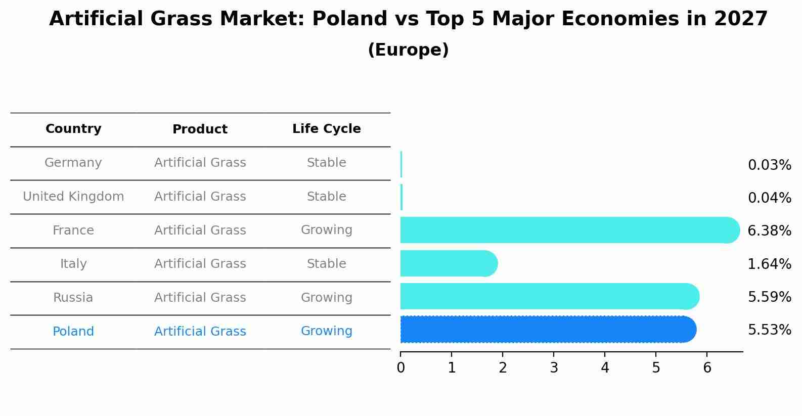 Artificial Grass Market: Poland vs Top 5 Major Economies in 2027 (Europe)