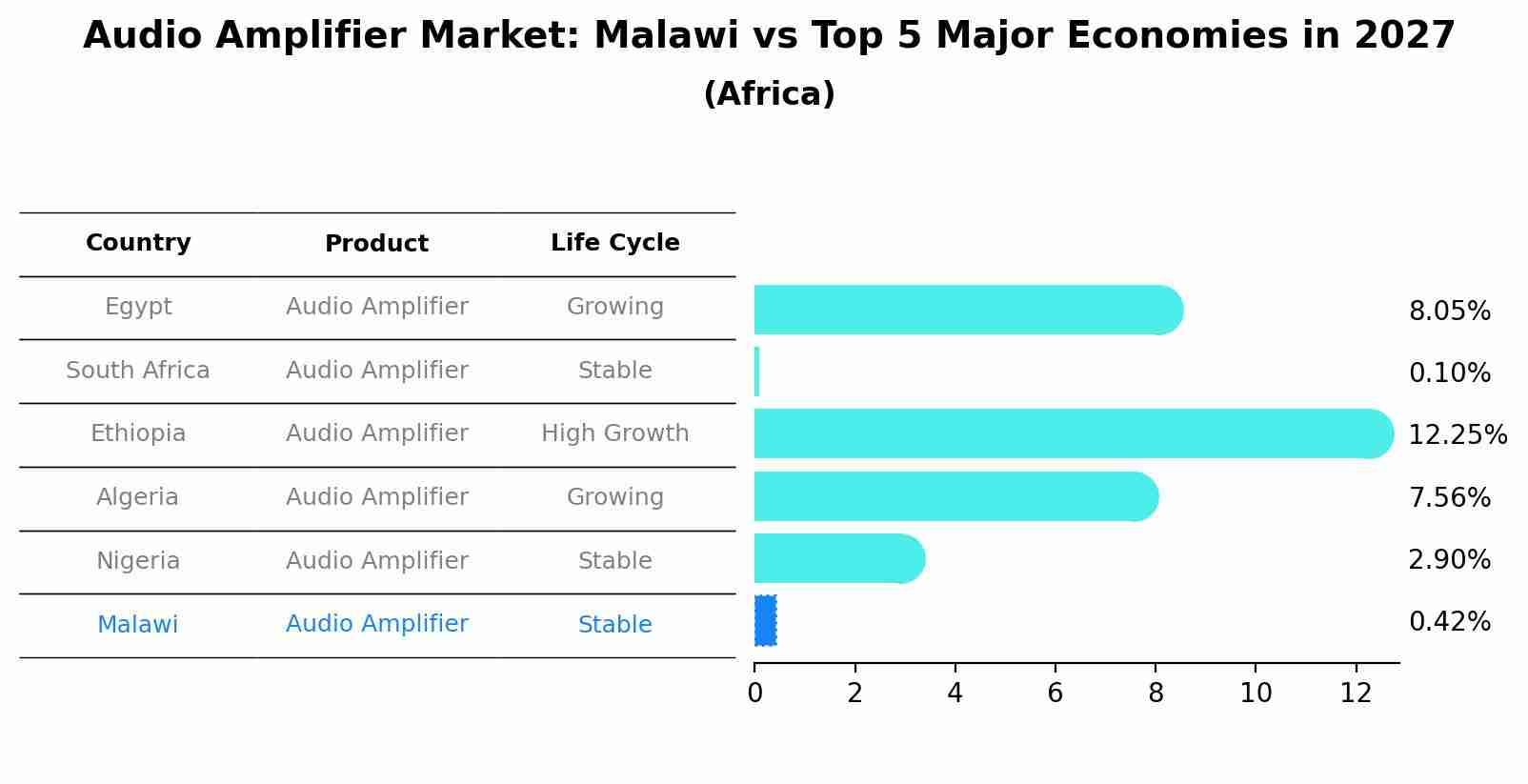 Audio Amplifier Market: Malawi vs Top 5 Major Economies in 2027 (Africa)