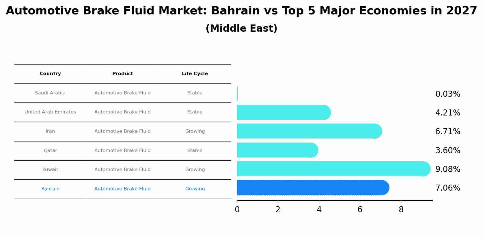 Automotive Brake Fluid Market: Bahrain vs Top 5 Major Economies in 2027 (Middle East)