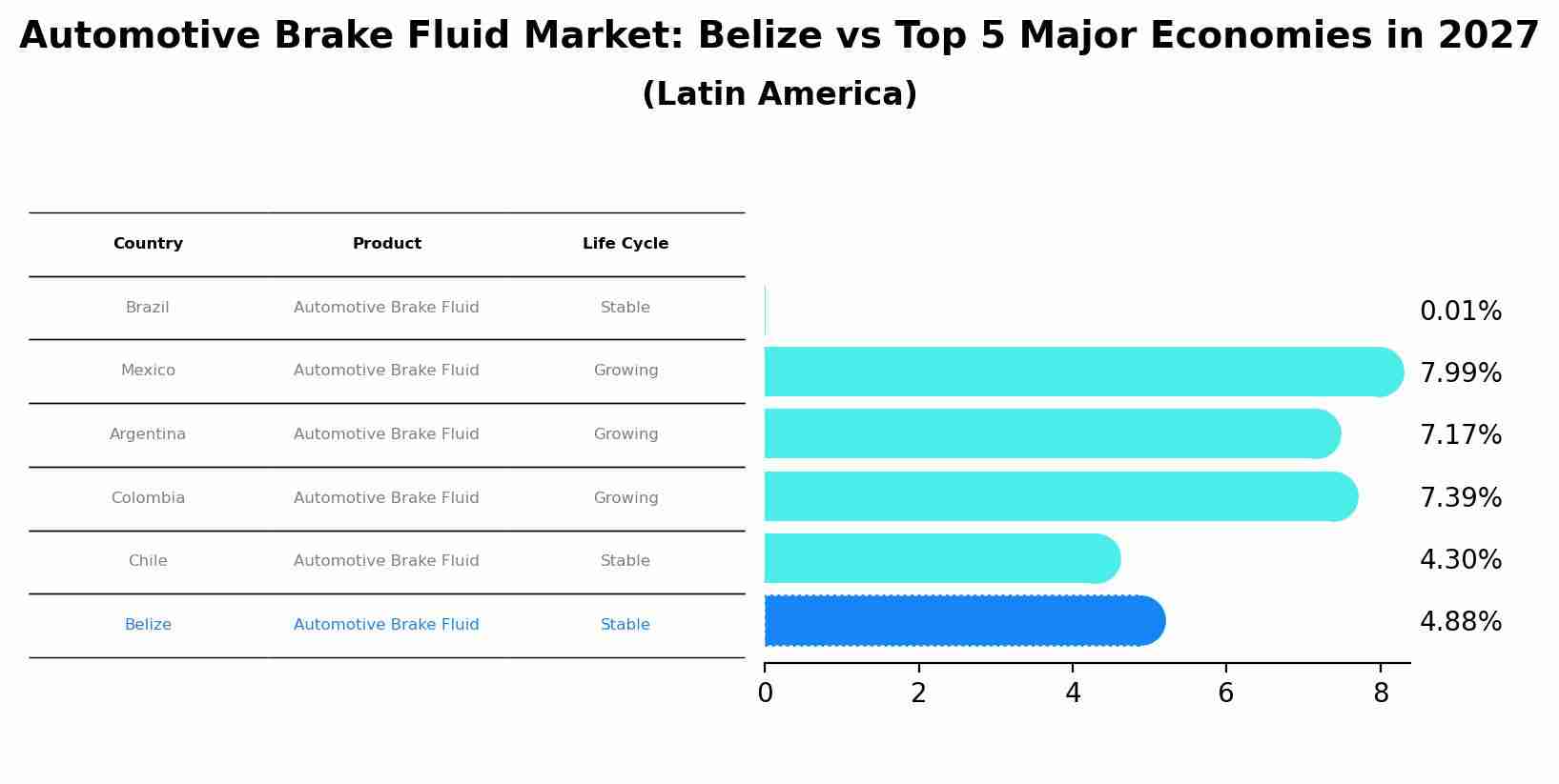 Automotive Brake Fluid Market: Belize vs Top 5 Major Economies in 2027 (Latin America)