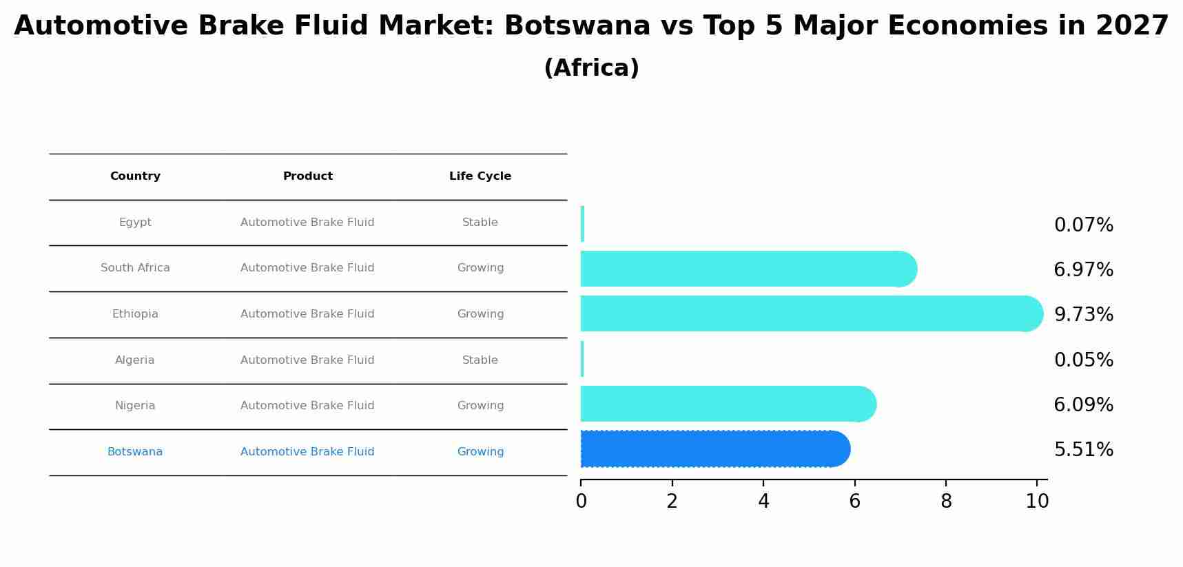 Automotive Brake Fluid Market: Botswana vs Top 5 Major Economies in 2027 (Africa)