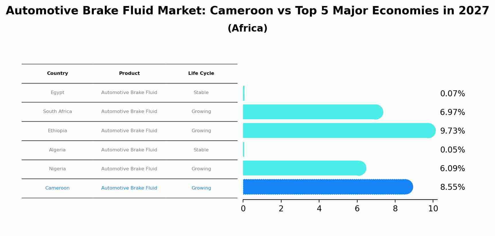 Automotive Brake Fluid Market: Cameroon vs Top 5 Major Economies in 2027 (Africa)