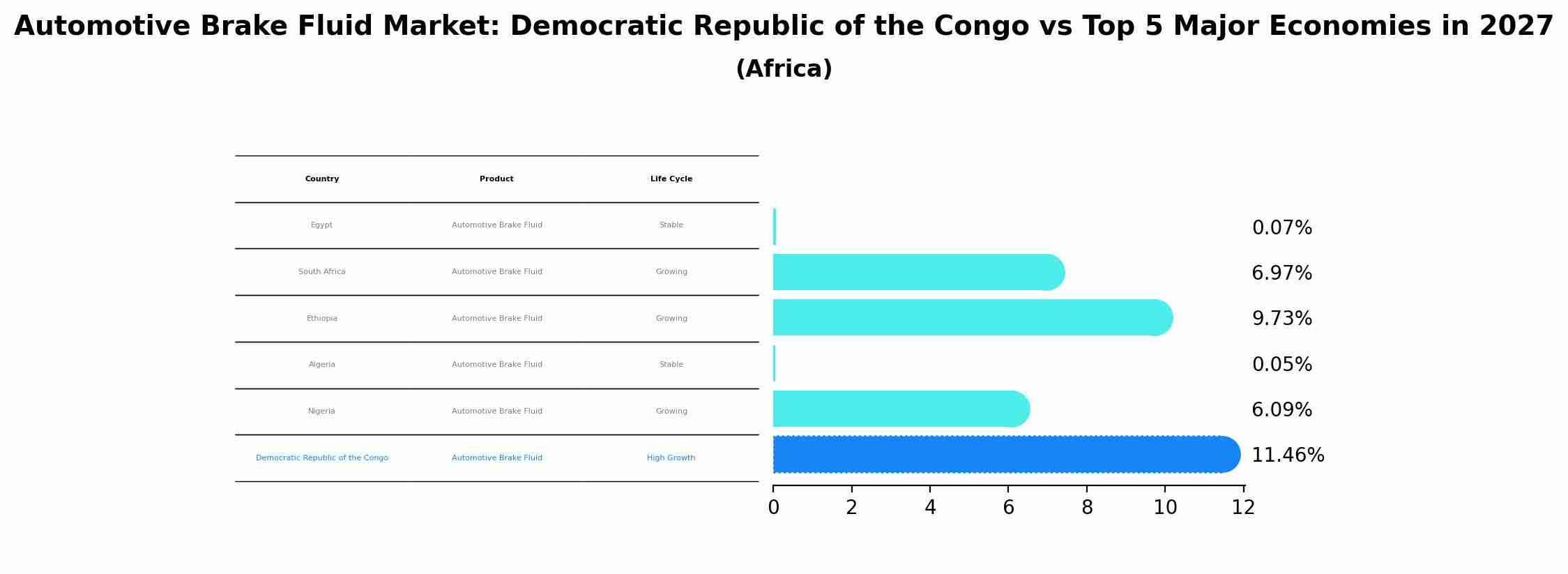 Automotive Brake Fluid Market: Democratic Republic of the Congo vs Top 5 Major Economies in 2027 (Africa)