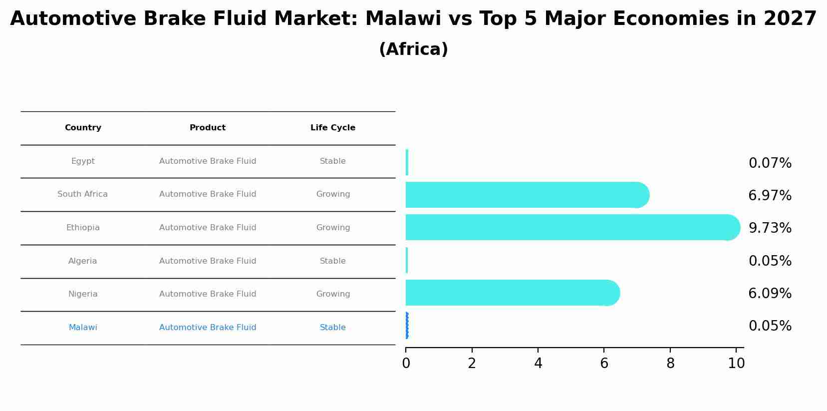 Automotive Brake Fluid Market: Malawi vs Top 5 Major Economies in 2027 (Africa)